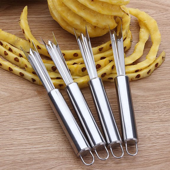 Greenadscape 4-Piece Pineapple Peeler and Fork Set and Vegetable Peeling Tools for Home Kitchen Use