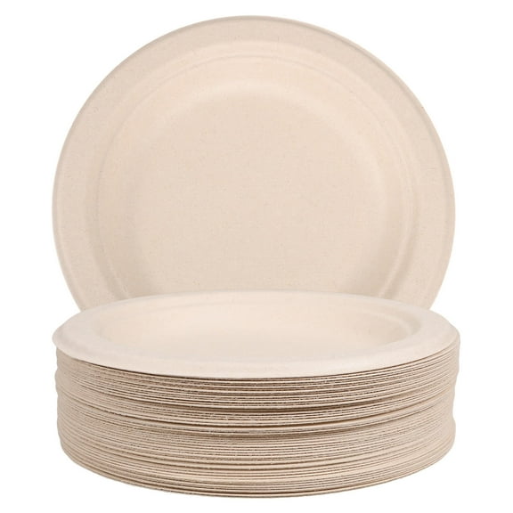 Greenadscape 50Pcs Pulp Dessert Plates For Outdoor BBQ And Fruit Serving