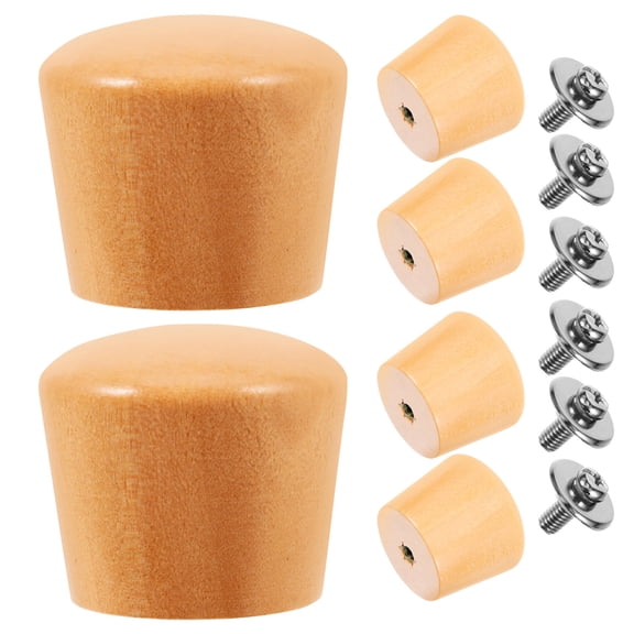 Greenadscape 6Pcs Cooking Pot Knob Replacement Simple Shape Widened Base Wood Comfortable to Grasp for Pots and Pans