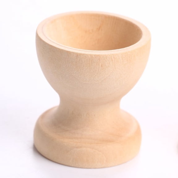 Greenadscape 6Pcs Egg Holder Cup Shaped Beige Wood Bamboo Plastic for Kitchen Storage Countertop