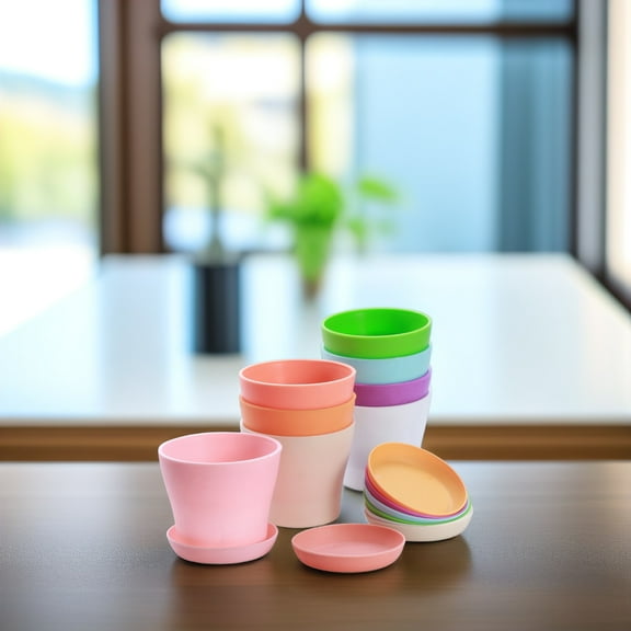 Greenadscape 8Pcs Small Planting Pots Assorted Color for Indoor Pots and School Projects