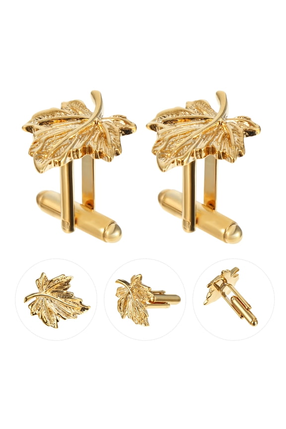 Copper Alloy Maple Leaf Cufflinks For Men And Women Birthday 1 Pair