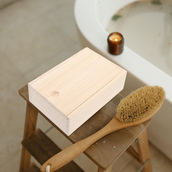 Greenadscape Rectangular Wood Soap Dish with Dust , 15.0 x 9.5 x 4.5 inches, 1 Pack