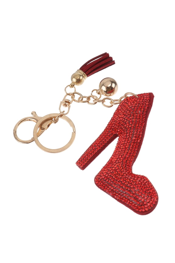 Novelty Keychain High Heels Key Chains Red 1Pack 7.5x2.8in Rhinestone Shoe Charm