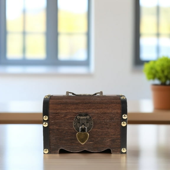 Greenadscape Wooden Treasure Box 1Set Lockable Storage Holder For Notes And Coins Wedding
