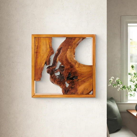 Greenage Cedar Roots Wood Wall Decor Wall Art Ornament, Hanging Decoration, Irregular Shape Décor 1pc - M size 20X20X2"