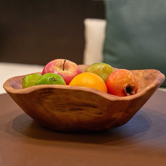 Greenage Cedar Wood Decorative Serving Bowl for Fruits, Salads, or Snacks, 11.4x9.8x3.5 Inches