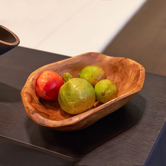 Greenage Cedar Wood Decorative Serving Bowl for Fruits, Salads, or Snacks, 9.8x8.5x3 Inches
