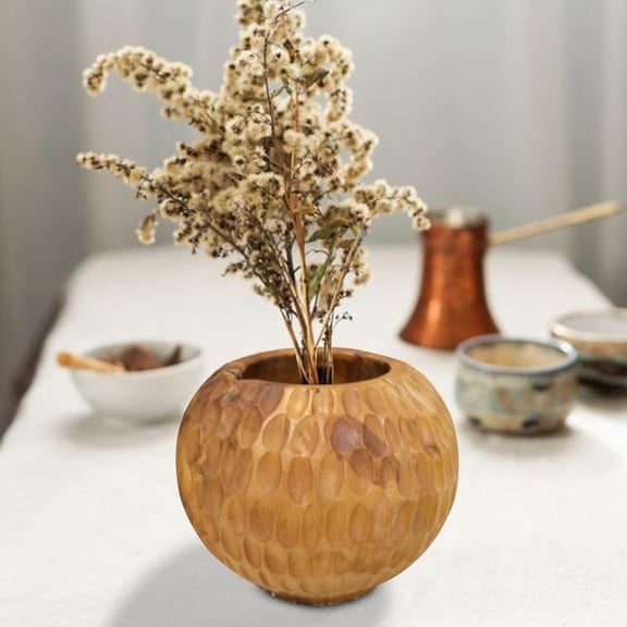 Greenage Cowak Teak Vase-9.4"x9.4"x7"