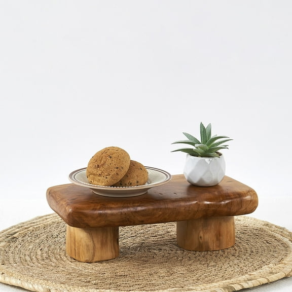 Greenage Natural Cedar Wood Serving Stand Rustic Wooden Pedestal Multi-Purpose Display Stand, 12"X6"X4"