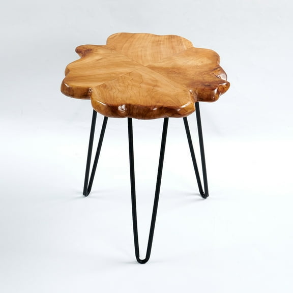 Greenage Natural Edge Cedar Wood End Table, Rustic Wood Side Table, Nightstand, Plant Stand, 15''x15''x17''