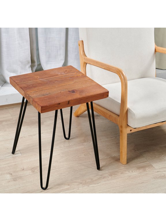 Old Pine Wood Square End Table-15"x15"x20.5"H