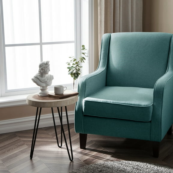 Greenage Suar Wood End Table Solid Round with Hairpin Table-16''x16''x21''