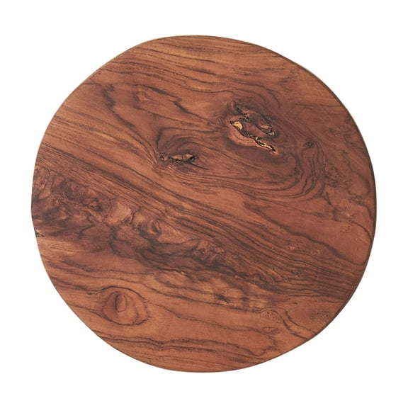 Greenage Teak Rustic Round Wood Slab - 15.74 x 15.74 x 2 Inch