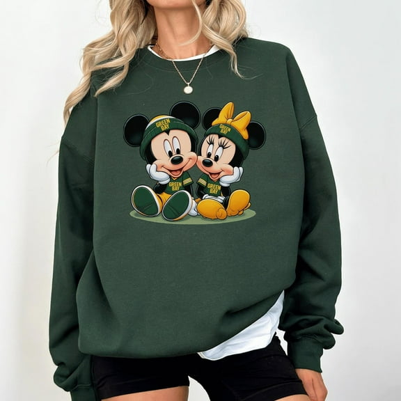 Greenbay Mini Mickey Football Fan Sweatshirt - Cute and Cozy Disney-Inspired Shirt for Green Bay Football Fans,Sand color,size S