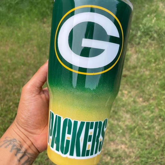 Greenbay Packers 40oz Tumbler, Handmade Football Cup, Custom Packers Tumbler, Gifts For Him, Football Tumbler