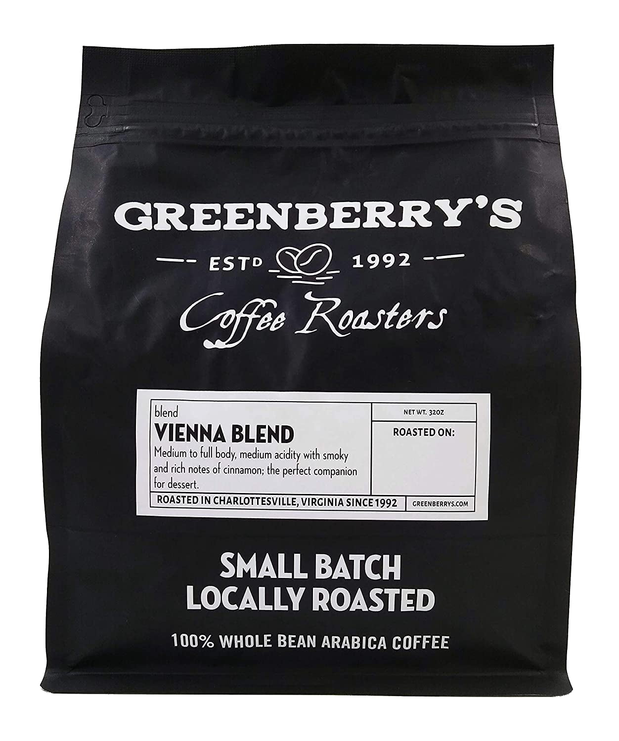 Greenberry's Coffee Co. - Vienna Blend Whole Bean - Bold, Fresh, 100% Arabica, Dark Roast Beans, 2 lbs
