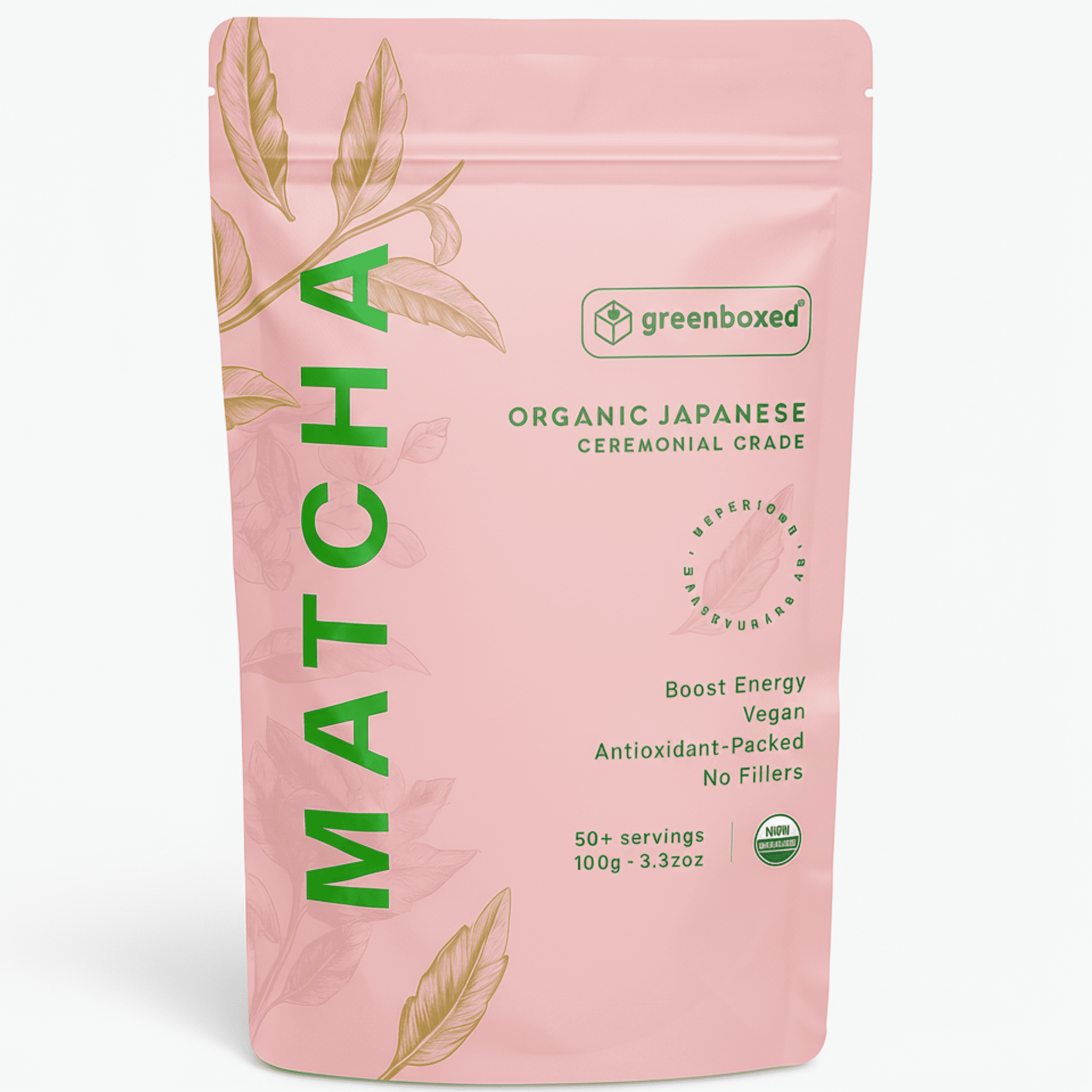 Greenboxed Matcha Powdered Tea, Organic Japanese Ceremonial Grade, Boost Energy Antioxidant-Packed, 50+ Servings, 100g (3.52oz)