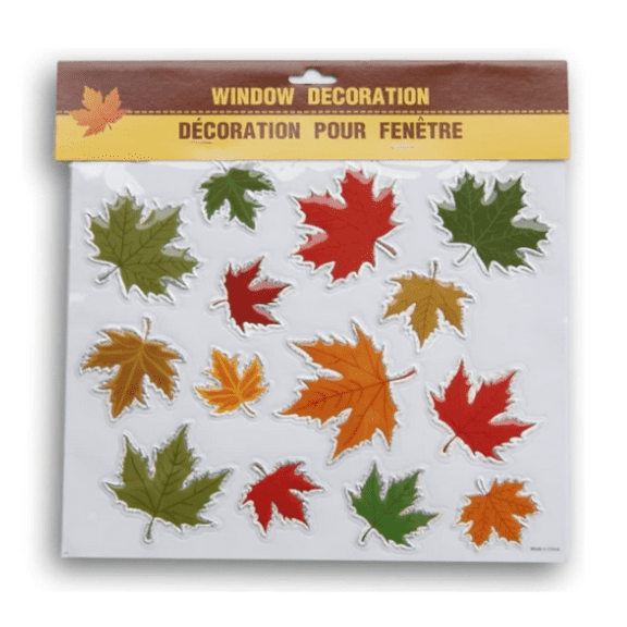 Beautiful Autumn Fall Themed Window Sticker Set - Puffy Leaves - 14 Piece