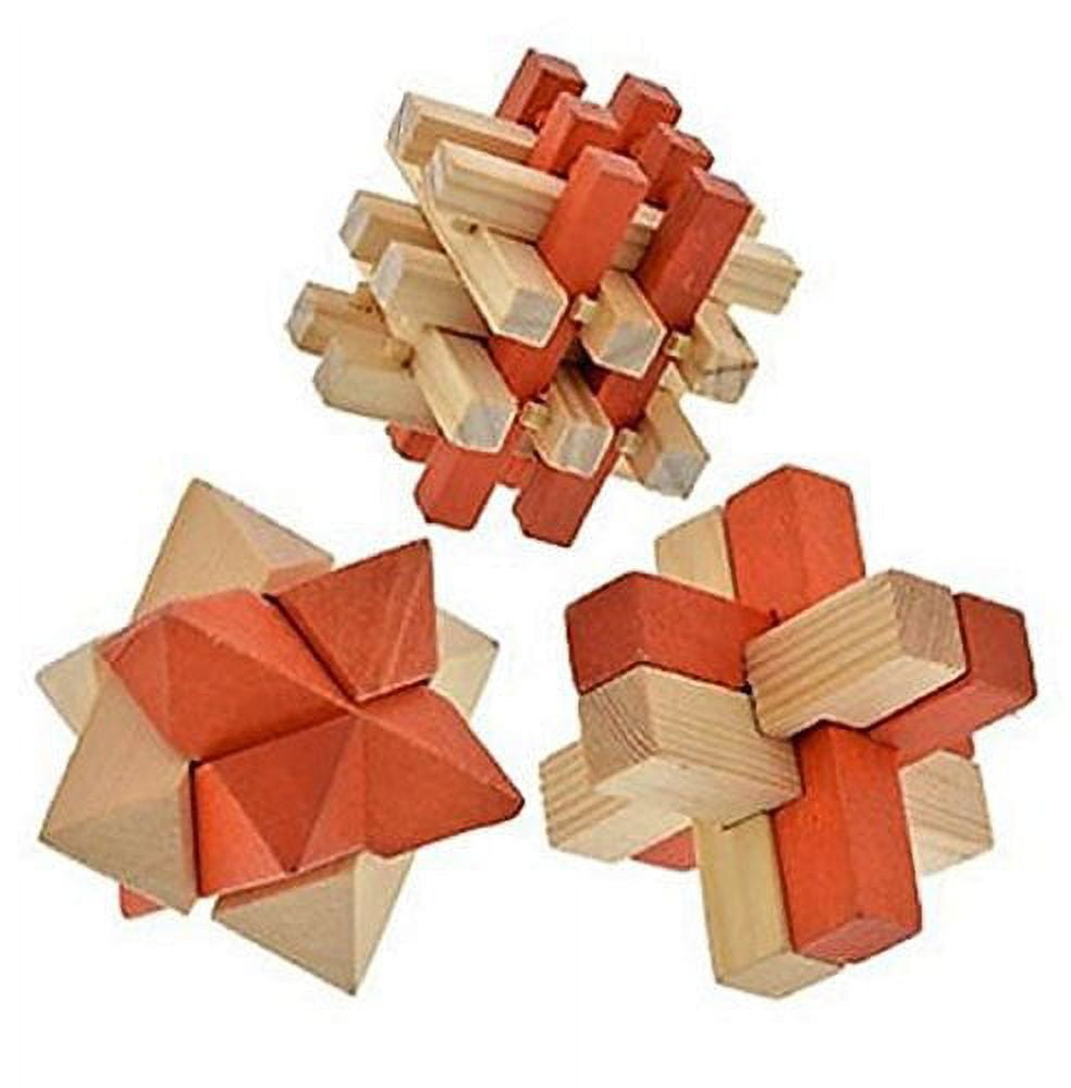 set of four wooden puzzles solutions bamboozlers 3d brain teasers jigsaw  puzzles solving