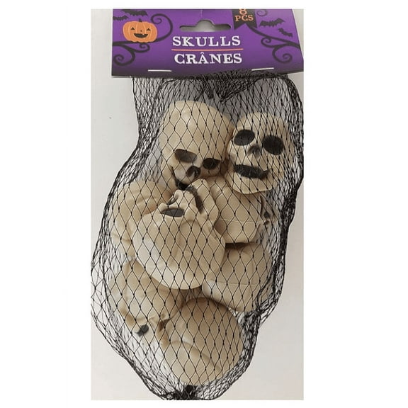 Greenbrier Halloween Mini Human Skulls Plastic 1.5Hx1.3Wx1.5D 8/Pk