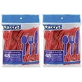 thumbnail image 1 of Greenbrier International Disposable Party Supply Sets with Spoons Knives Fork, Plastic Red, 1 of 2