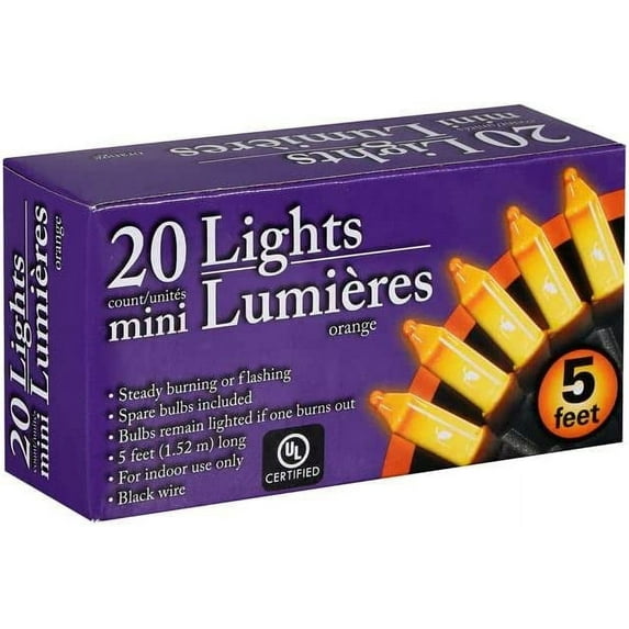 Greenbrier International Orange Halloween Mini Lights with Black Wire 20 Count 5 feet