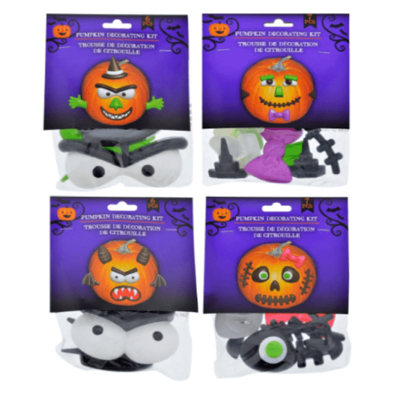 Greenbrier International Pumpkin Decorating Kits, 4 Different Sets (Monsters & Witche) No Carving Needed for Halloween Harvest DIY Craft for Kids Toddlers Party Supplies