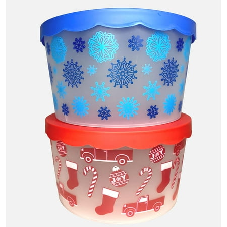 Greenbrier International Red and Blue Plastic Cookie Food Storage Container (2 Count)