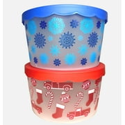 Greenbrier International Red and Blue Plastic Cookie Food Storage Container 2 Count