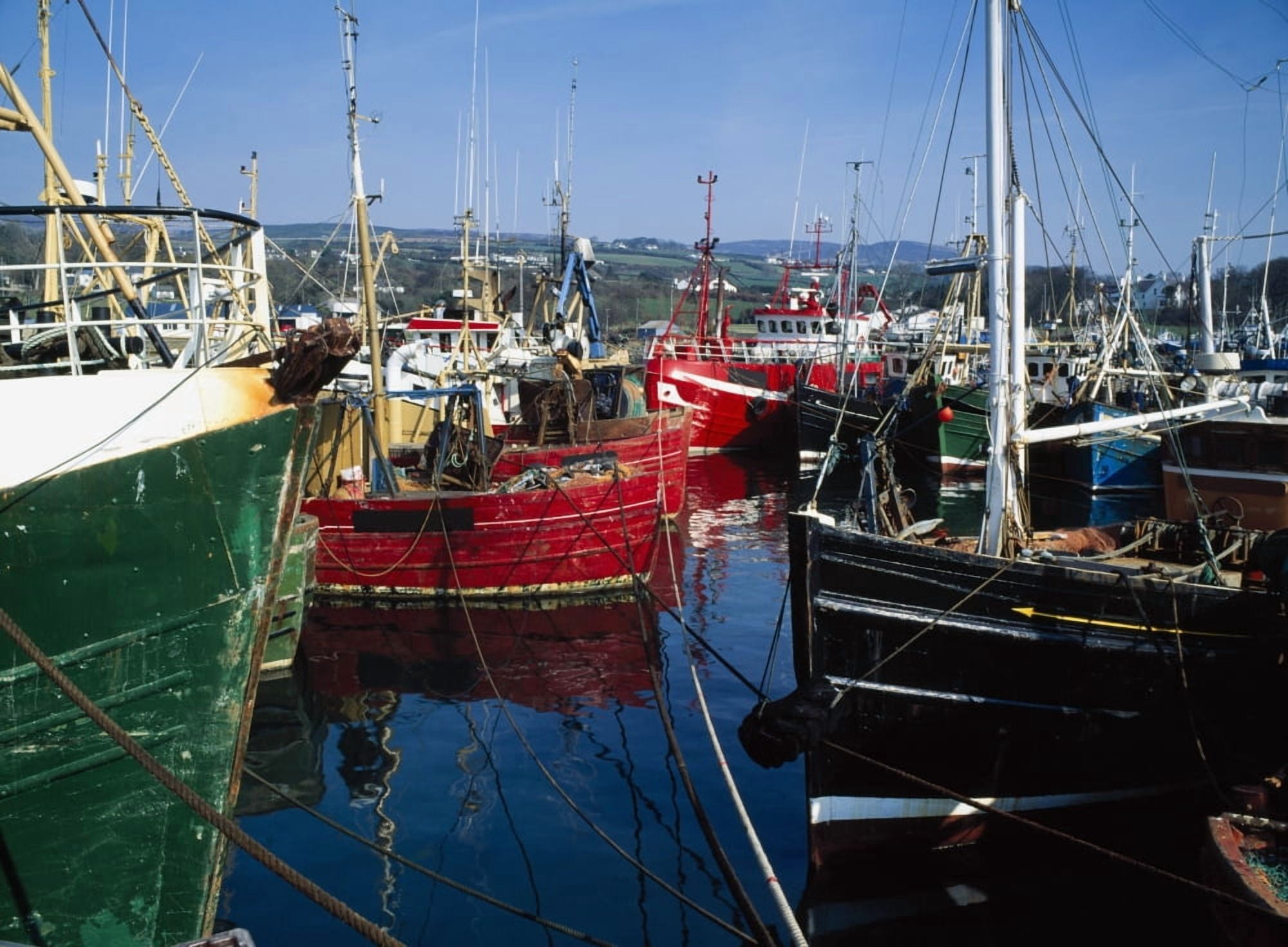 Greencastle Lough Foyle Co Donegal Ireland Boats At A Commercial Fishing Port Canvas Art - The Irish Image Collection Design Pics (17 x 13)
