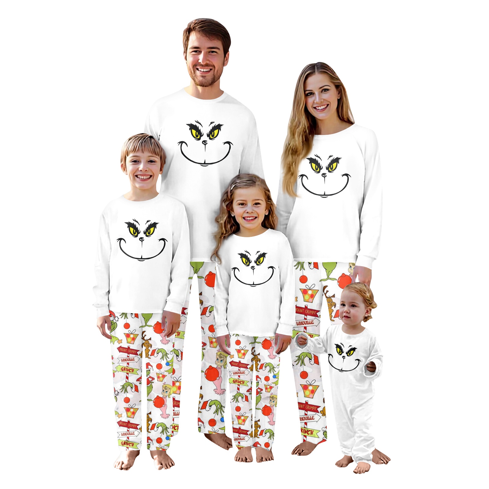 Greench Family Pajamas Matching Sets White Style, Merry Christmas ...