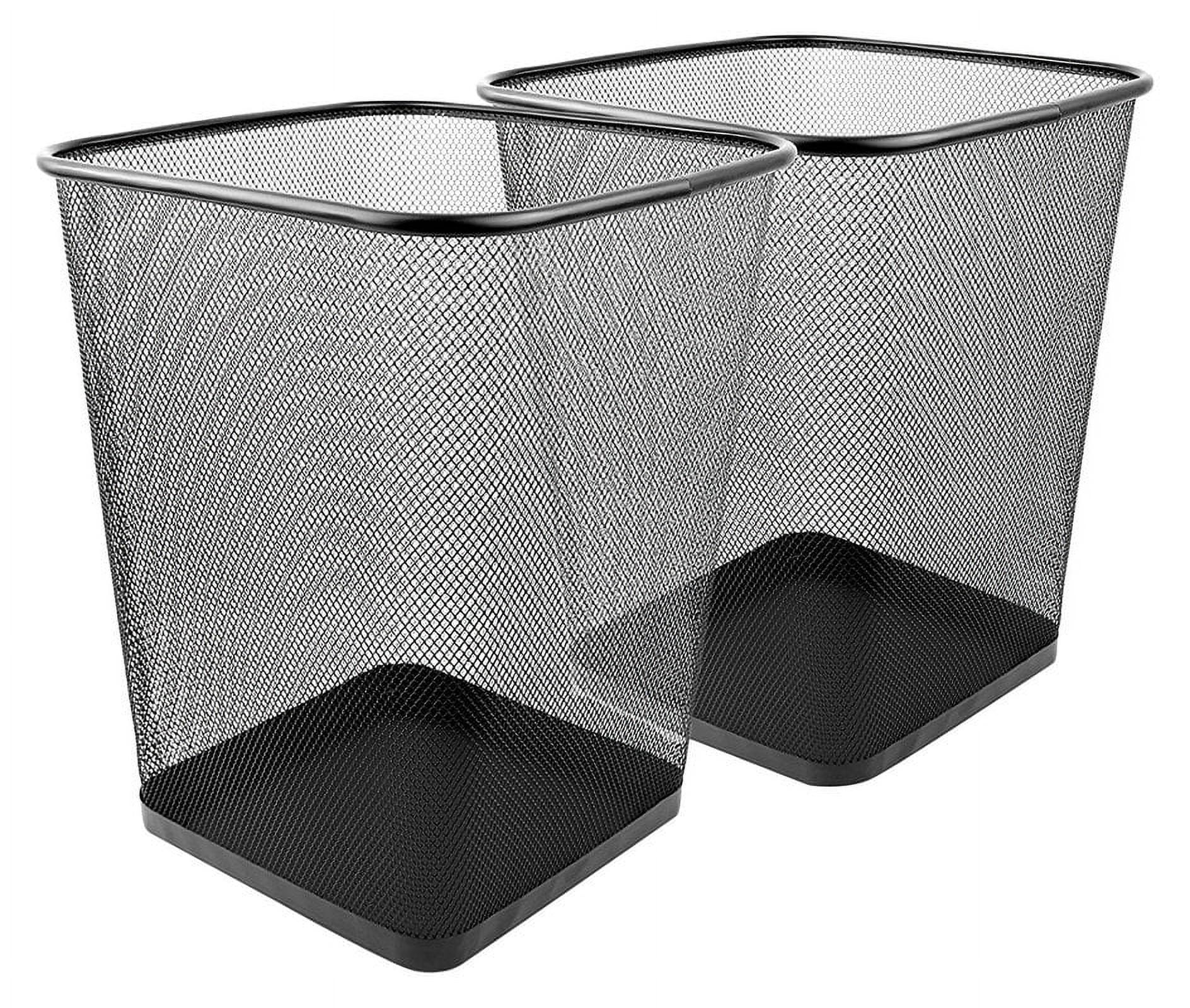 Greenco 6 gal Mesh Metal Wastebasket, 2 Pack, Black