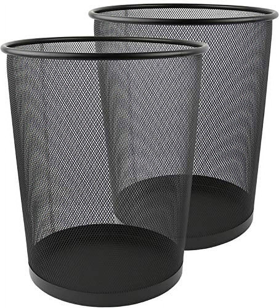 Greenco, Black Mesh Trash Can Wastebaskets, Round, 6 Gallon2 Pack