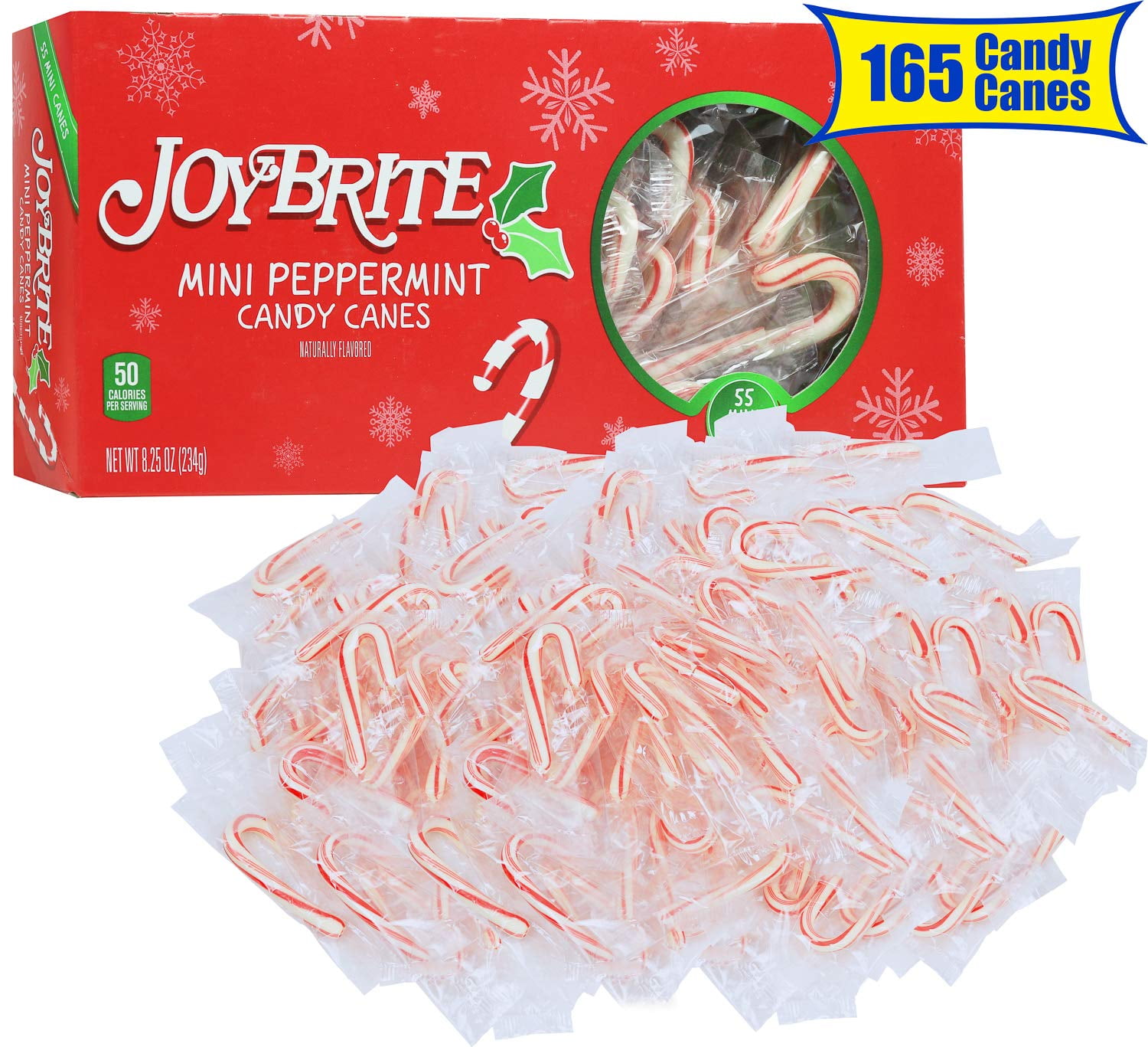 Greenco Candy Canes Individually Wrapped Red and White Candy Canes Peppermint 3 Packs of 55 Mini