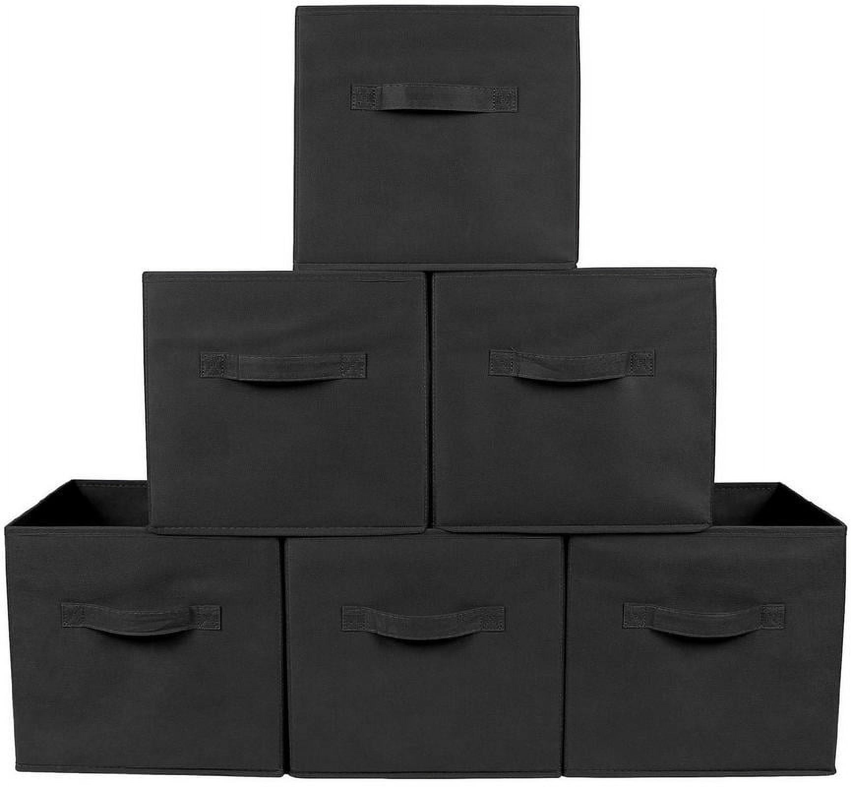 Kibhous 3 Pcs Fabric Storage Bins, 25L Foldable Storage Cubes with Steel Frame Support, Foldable Wardrobe Storage Box Pocket, Dark Gray