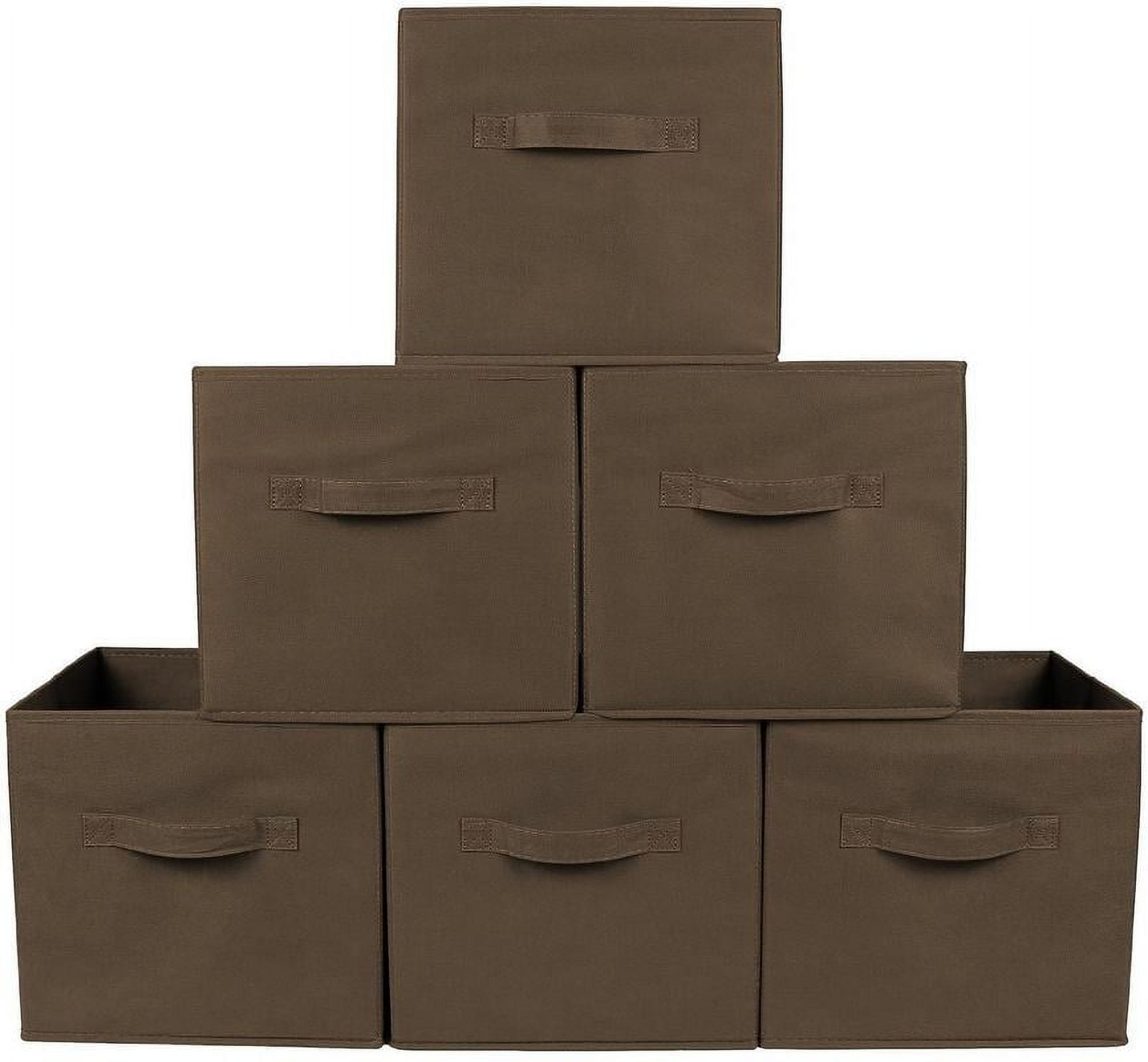Greenco Foldable Fabric Storage Cubes NonWoven Fabric Brown Cube