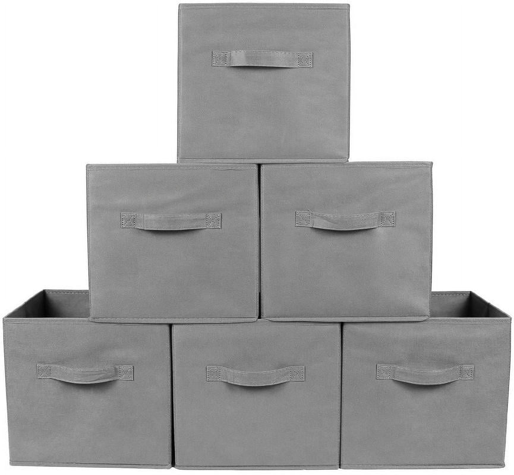 Greenco Foldable Fabric Storage Cubes NonWoven Fabric Gray Cube