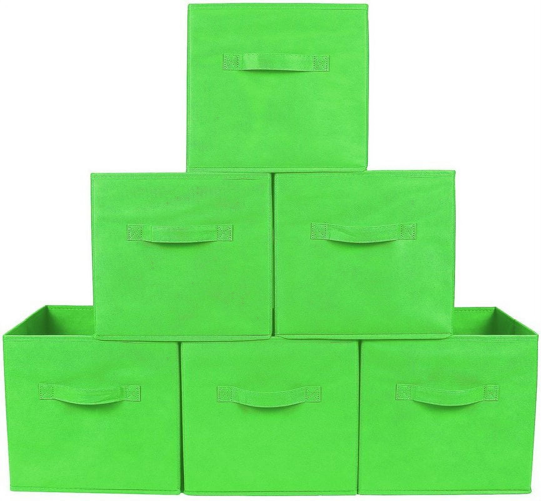 Greenco Foldable Fabric Storage Cubes NonWoven Fabric Green Cube