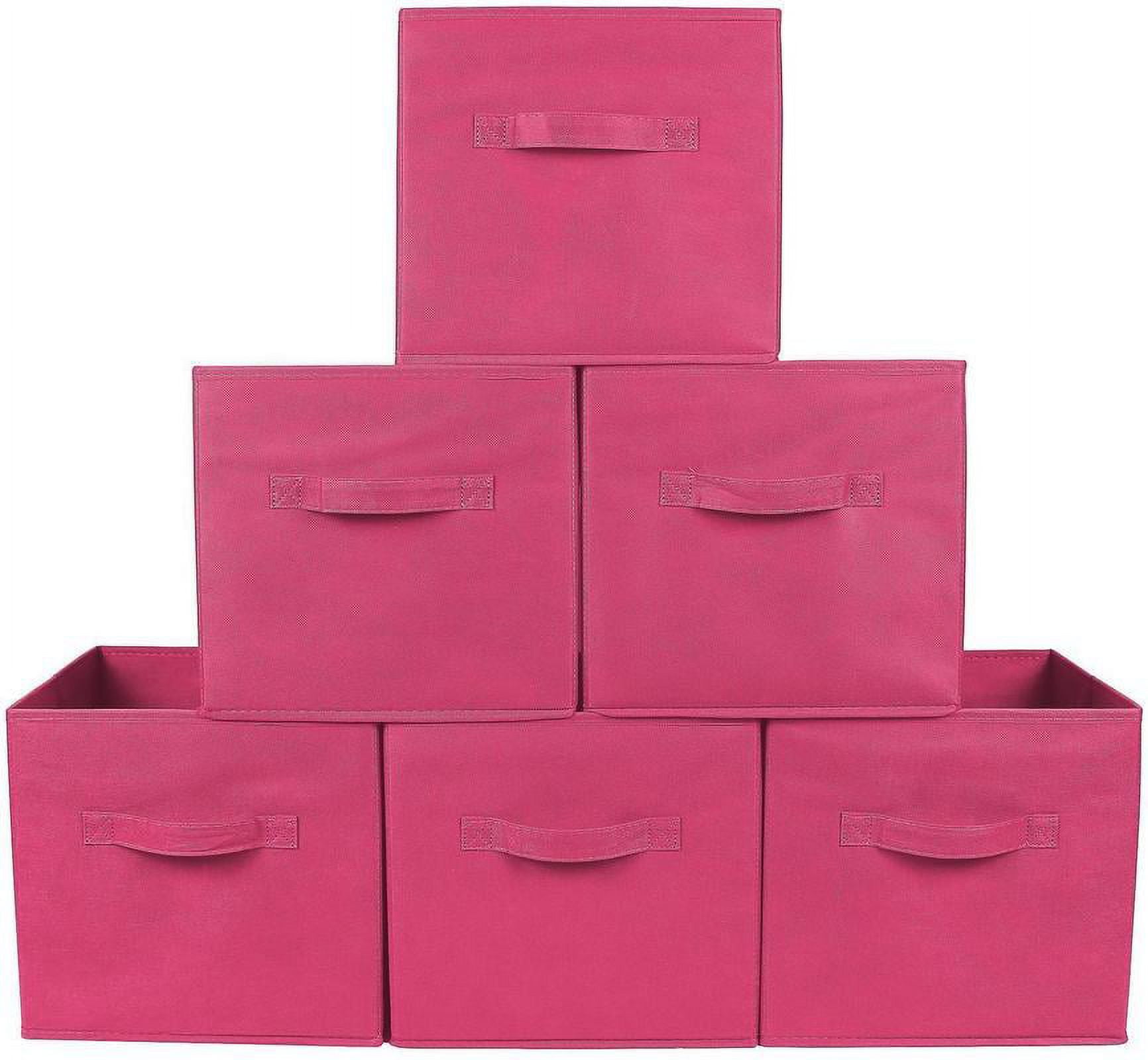 Greenco Foldable Fabric Storage Cubes NonWoven Fabric Pink Cube