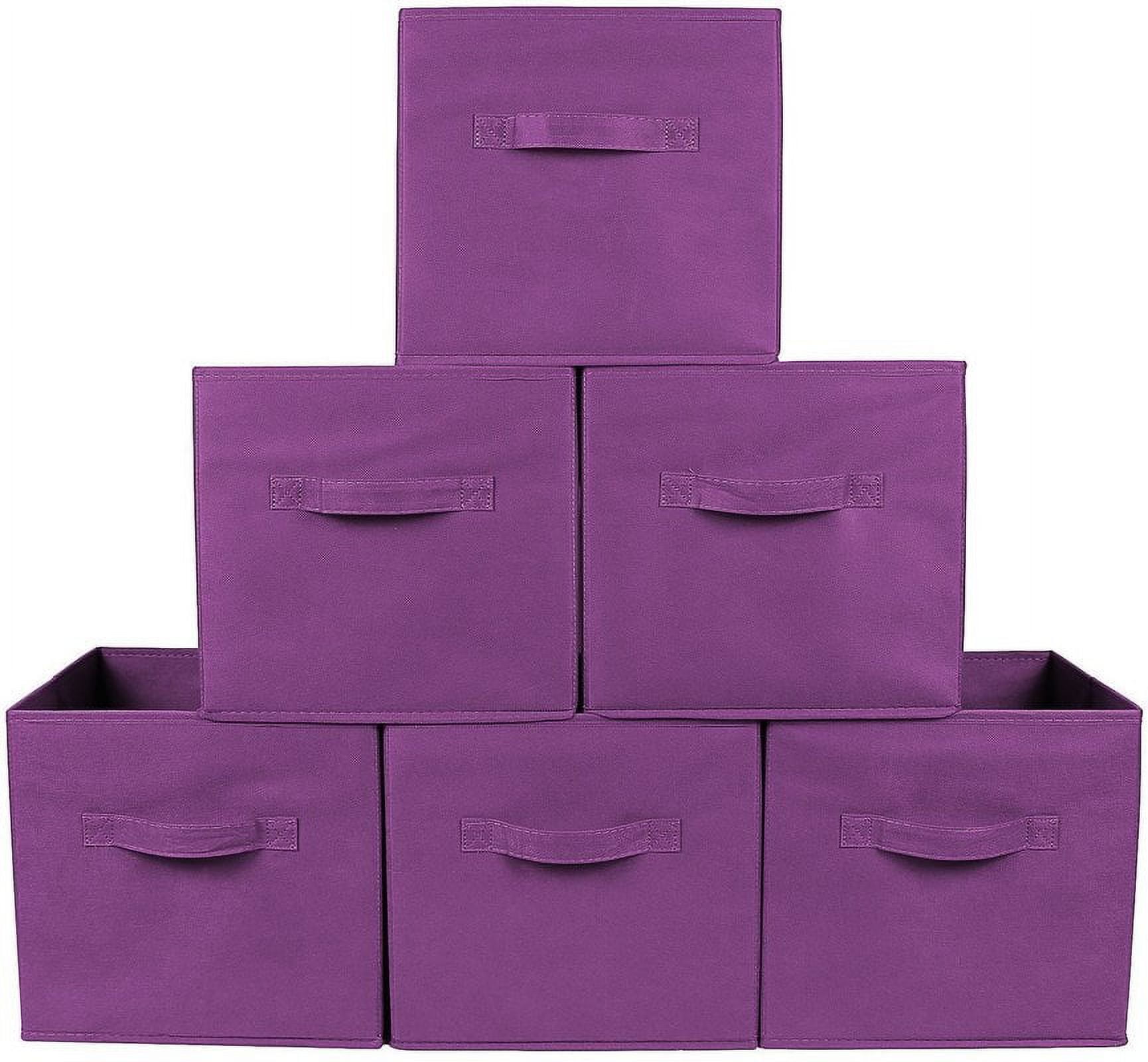 Greenco Foldable Fabric Storage Cubes NonWoven Fabric Purple Cube