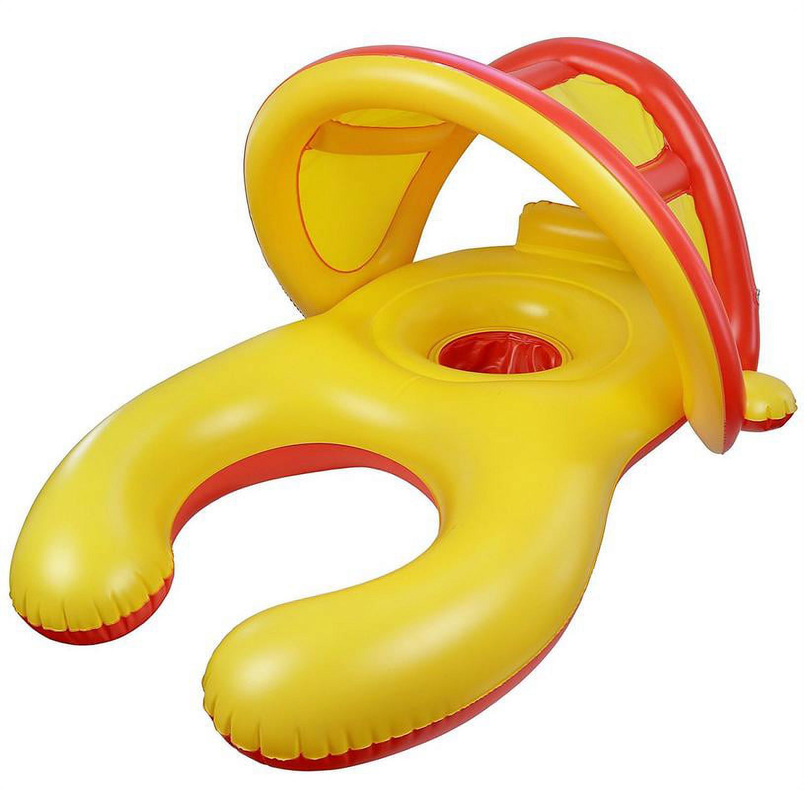 Greenco Inflatable Mom and Baby Swimming Pool Float Ring With Sun Shade