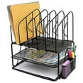 thumbnail image 1 of Greenco Mesh 2 Tier Desk File Organizer Shelves With 5 File Sorter Sections, Black, 1 of 4