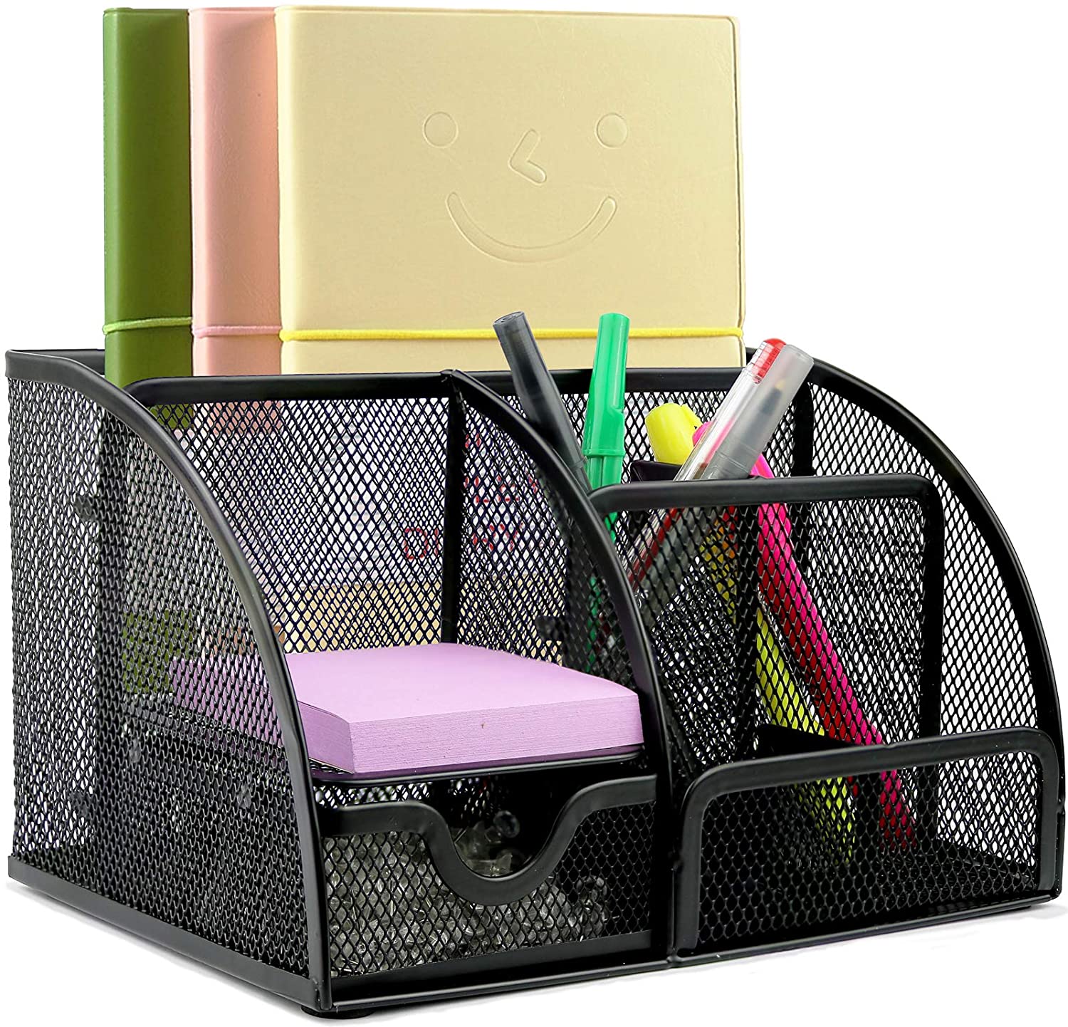 Greenco Mesh Desk Organizer Office Supplies Caddy, 6 Compartments - Black - image 1 of 7