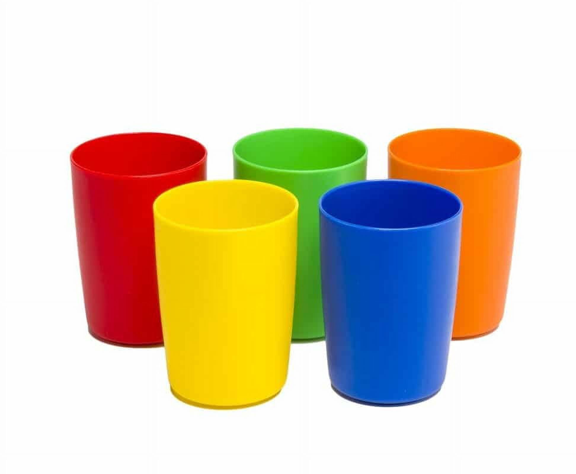 Greenco Set of 5 Unbreakable Reusable Plastic Kids Cups, Assorted Colors, 5 oz.