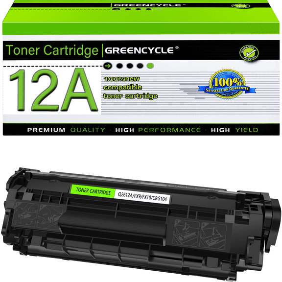 Greencycle 12A Compatible Toner Cartridge Replacement for HP Q2612A 12A Black Toner Cartridge use for Laser Jet 1010 1012 1018 1022 3030 3052 3055 M1005 M1319 MFP Printers(1 Pack,2000 Pages)