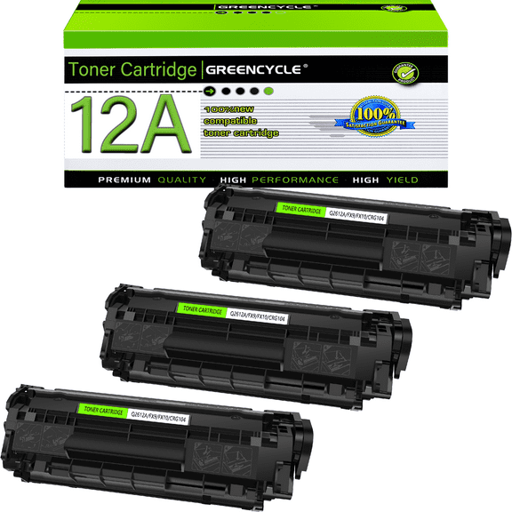 Greencycle 12A Compatible Toner Cartridge Replacement for HP Q2612A 12A Black Toner Cartridge use for Laser Jet 1010 1012 1018 1022 3030 3052 3055 M1005 M1319 MFP Printers(3 Pack,2000 Pages)
