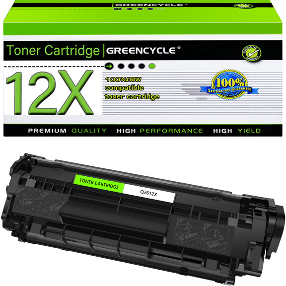 Greencycle 12X Compatible Toner Cartridge Replacement for HP Q2612X 12X Black Toner Cartridge use for Laser Jet 1010 1012 1018 1022 3030 3052 3055 M1005 M1319f MFP Printers(1 Pack,3000 Pages)