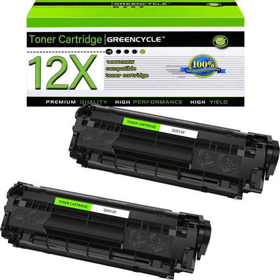 Greencycle 12X Compatible Toner Cartridge Replacement for HP Q2612X 12X Black Toner Cartridge use for Laser Jet 1010 1012 1018 1022 3030 3052 3055 M1005 M1319f MFP Printers(2 Pack,3000 Pages)