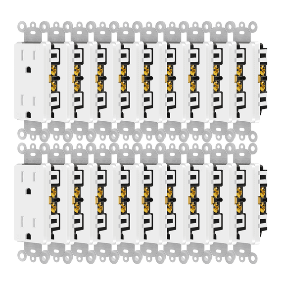 Greencycle 15 Amp Outlet - 110V Plug Replacement 20 Pack, Ultra-Slim Square Outlet Wall Plug, Tamper Resistant Electrical Outlet Plugs, Heavy Duty Self-Grounding for Residential/Commercial, UL Listed